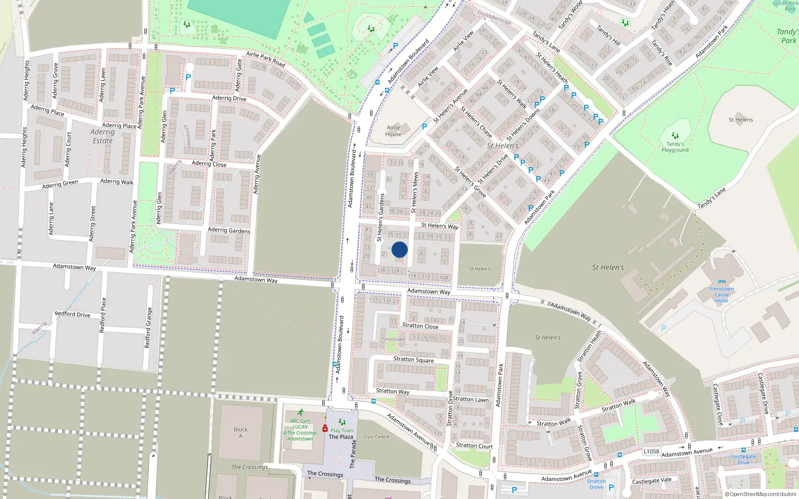 Overhead map showing the location of 7 Saint Helens Court, Lucan