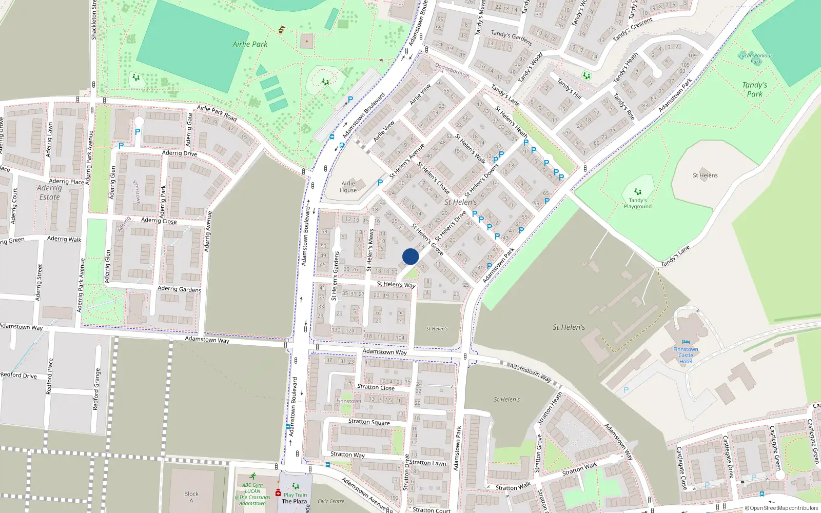 Overhead map showing the location of 7 Saint Helen's Green, Lucan