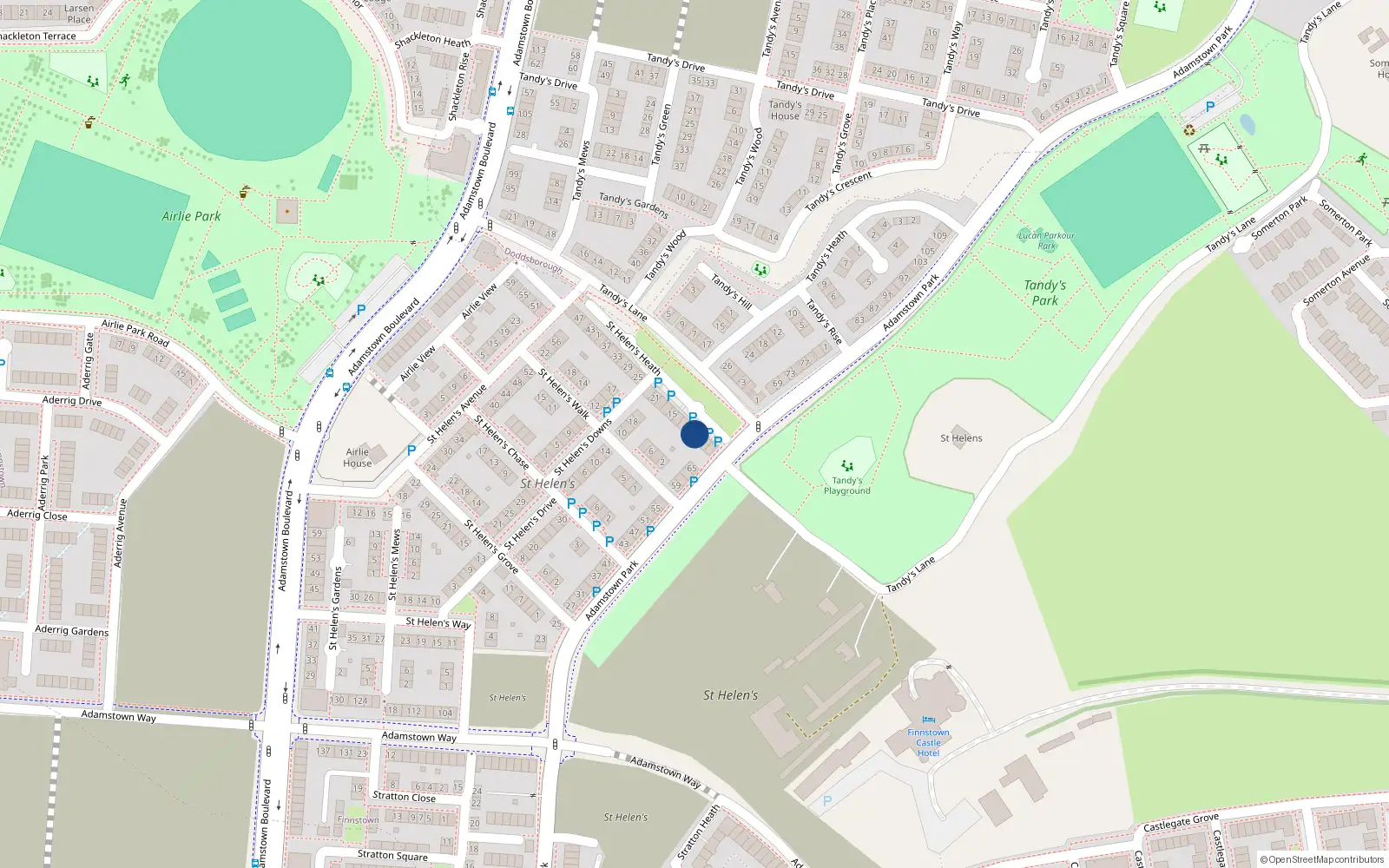 Overhead map showing the location of 7 Saint Helen's Heath, Lucan