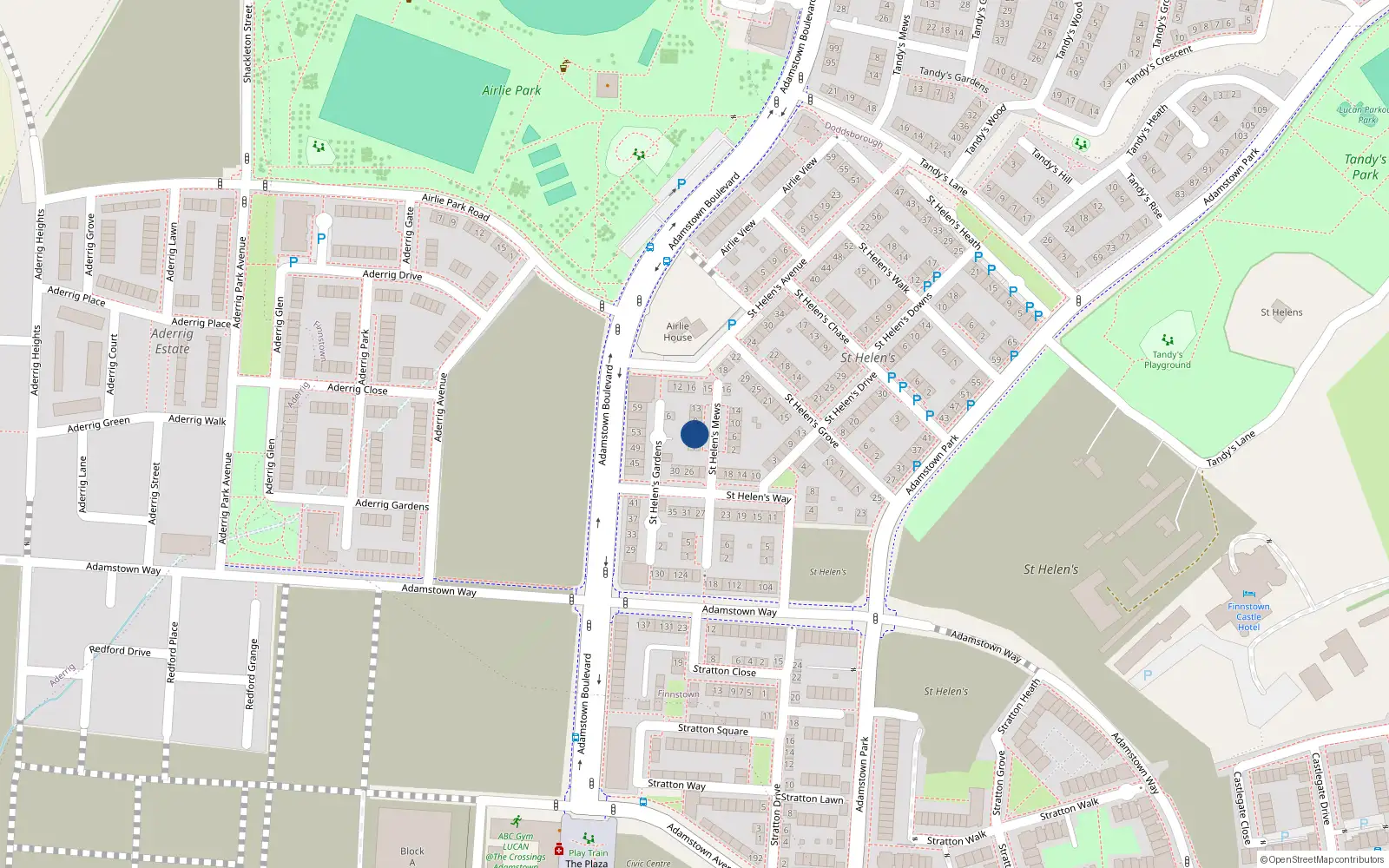 Overhead map showing the location of 7 Saint Helens Mews, Lucan