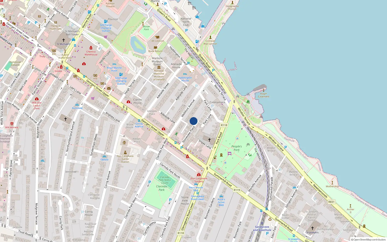 Overhead map showing the location of 7 Stoneview Place, Dublin