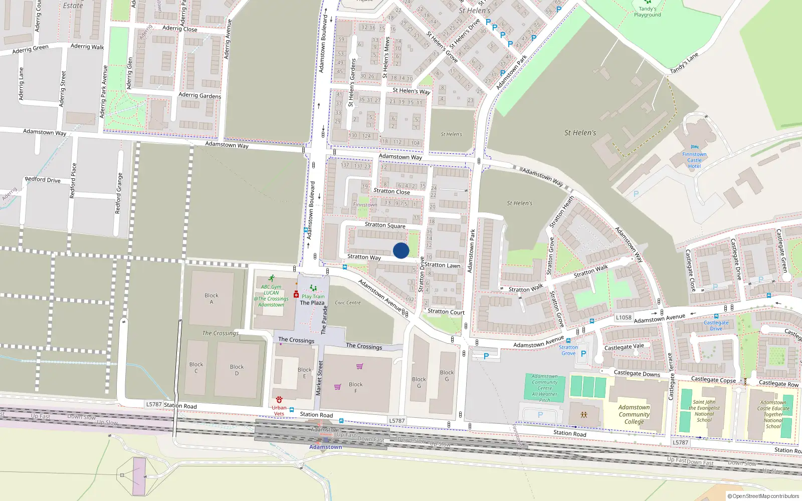 Overhead map showing the location of 7 Stratton Drive, Lucan