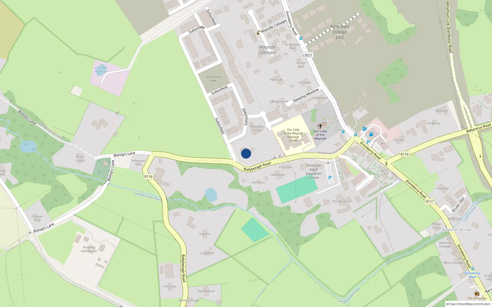 Overhead map showing the location of 7 Suttonfield Stables, Ballybetagh Road, Kilternan