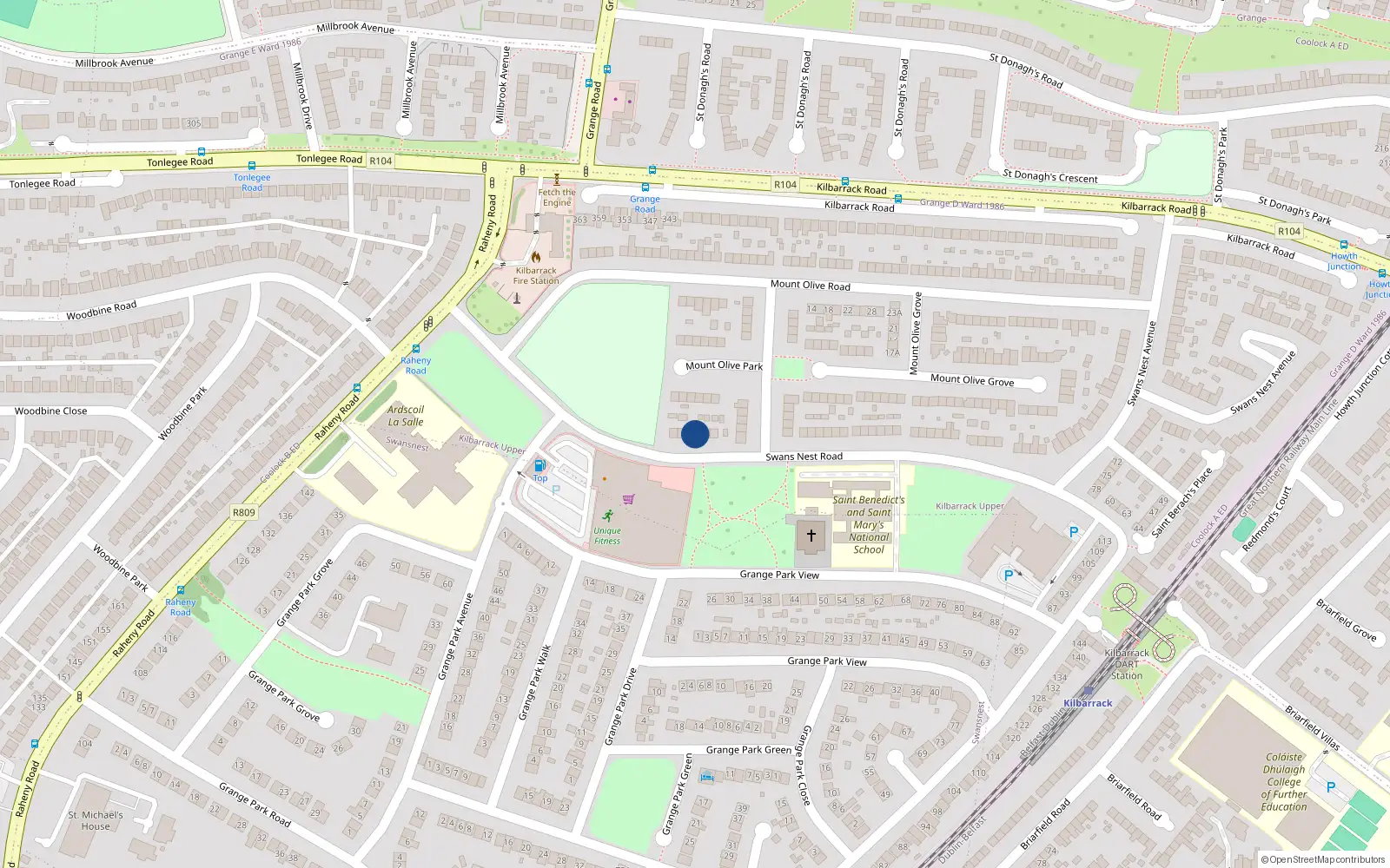 Overhead map showing the location of 7 Swan's Nest Road, Dublin 5