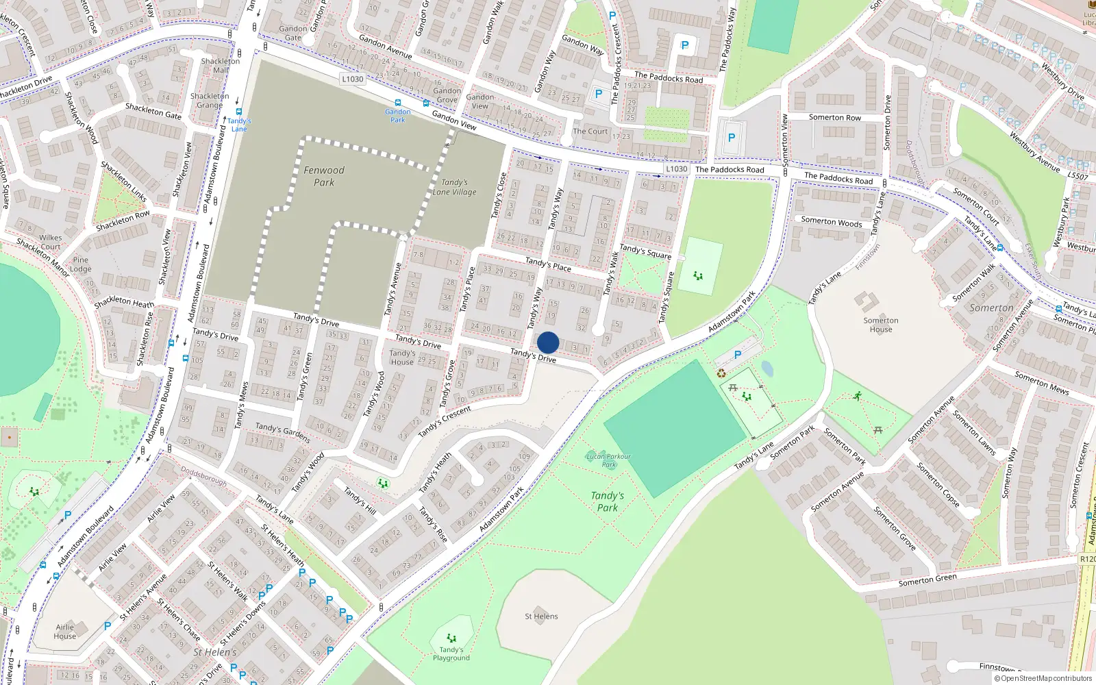 Overhead map showing the location of 7 Tandy's Drive, Lucan
