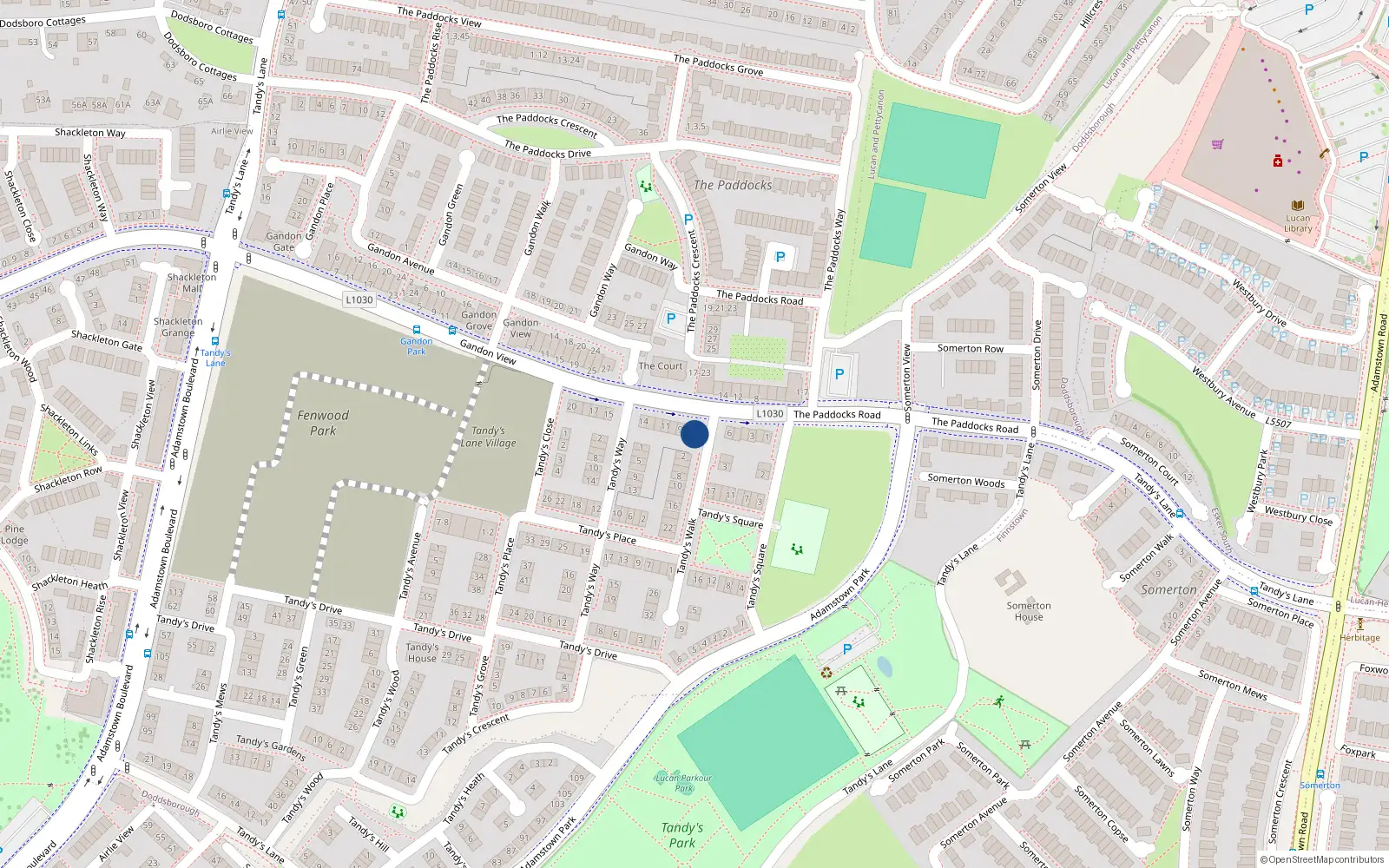 Overhead map showing the location of 7 Tandy's Gate, Lucan