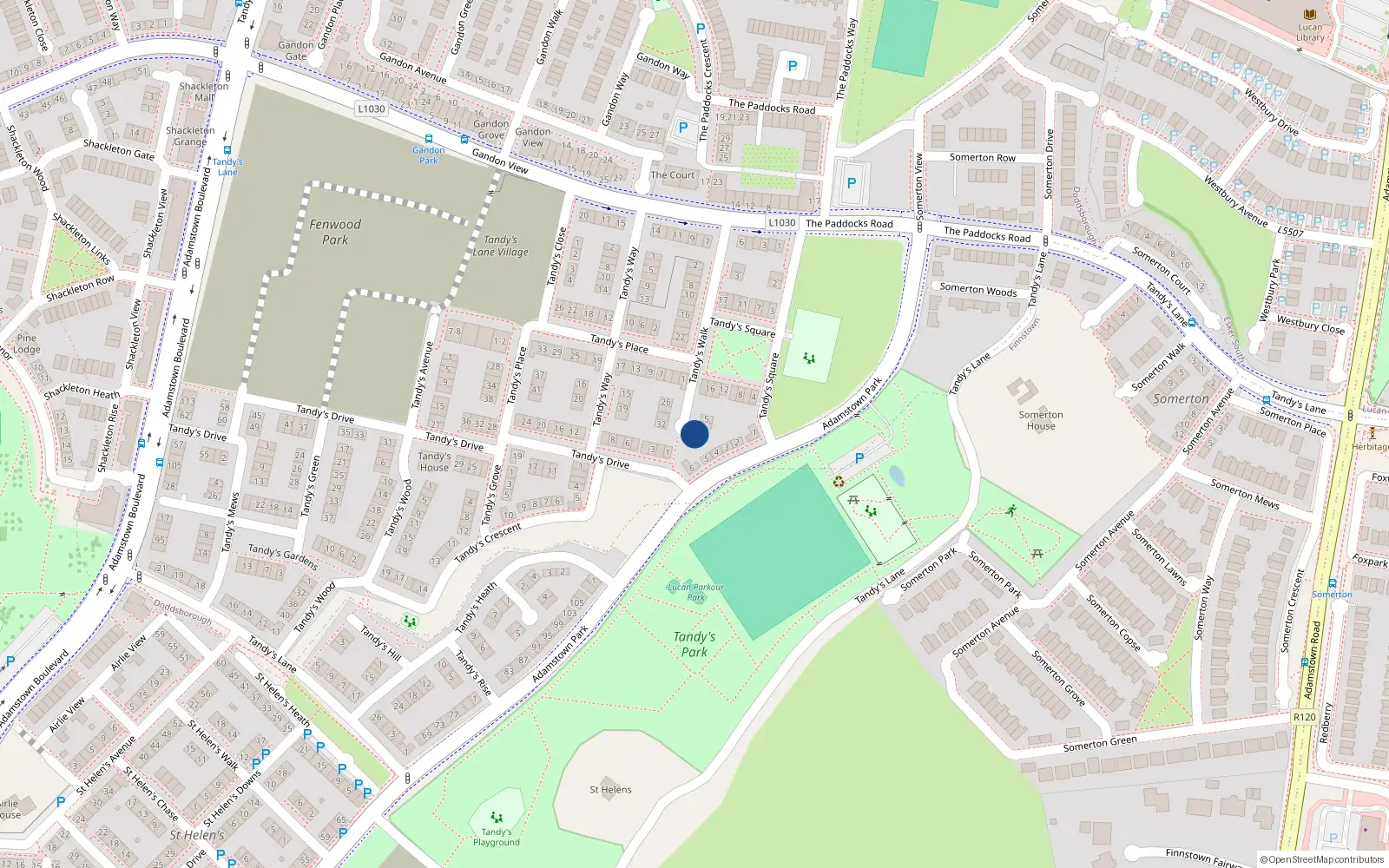 Overhead map showing the location of 7 Tandy's Walk, Adamstown