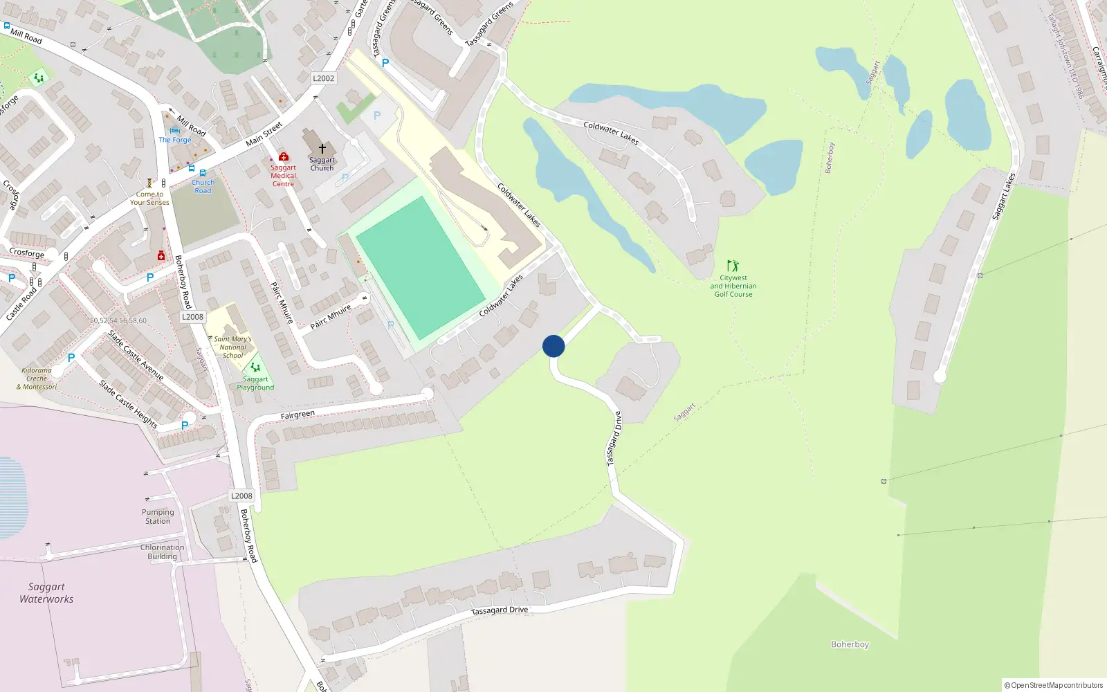 Overhead map showing the location of 7 Tassagard Drive, Coldwater Lakes