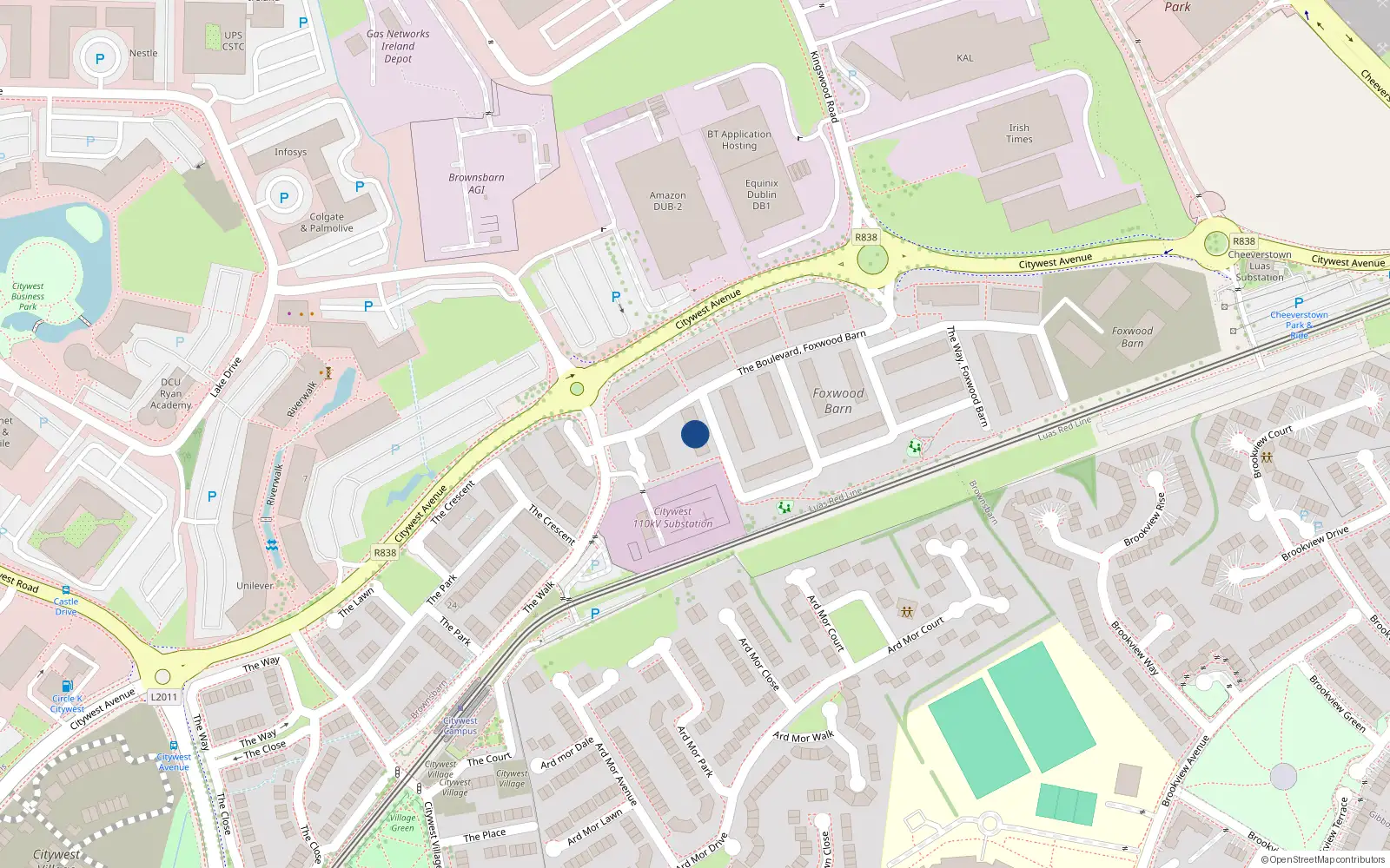 Overhead map showing the location of 7 The Cresent, Brownsbarn