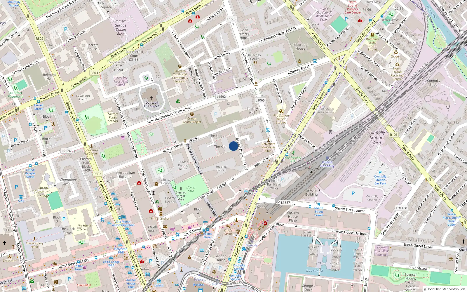 Overhead map showing the location of 7 the Foundry, Beaver St, Dublin 1