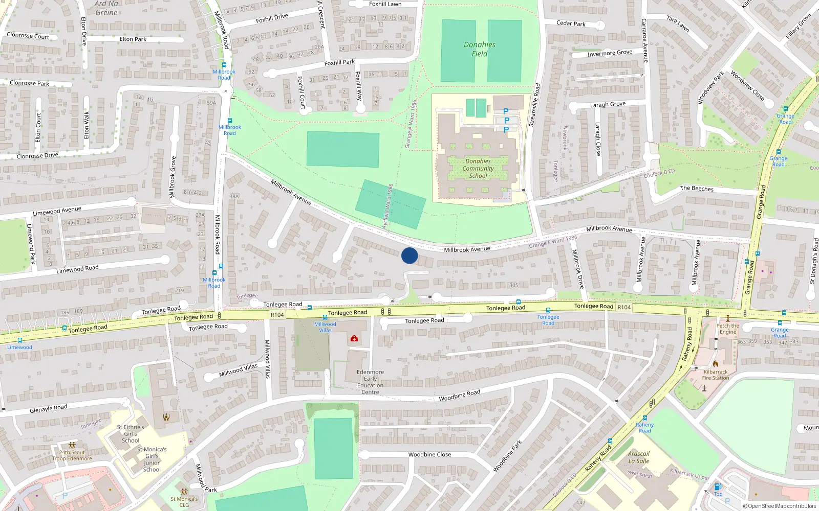 Overhead map showing the location of 7 The Gables, Dublin 5