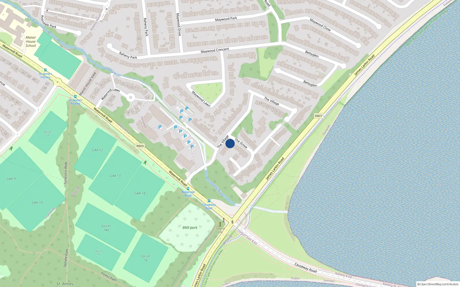 Overhead map showing the location of 7 The Grove, Dublin 5