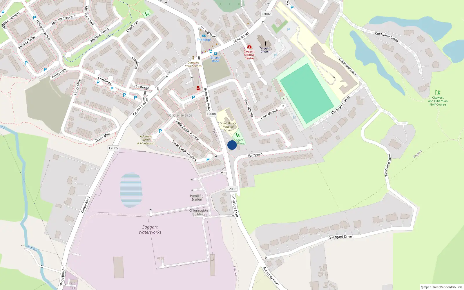 Overhead map showing the location of 7 The Fairgreen, Saggart