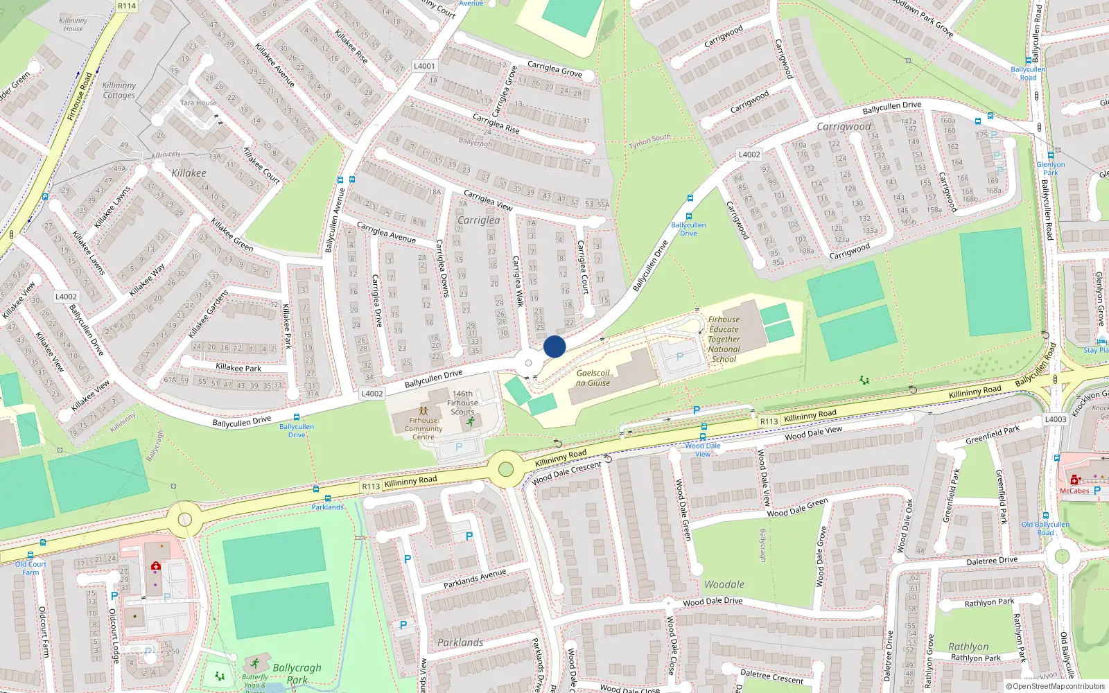 Overhead map showing the location of 7 the View, Ballycullen Drive, Ballycullen