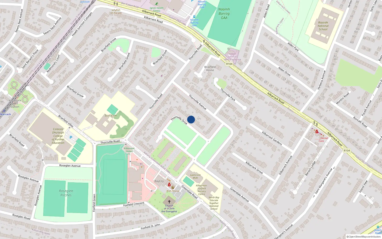 Overhead map showing the location of 7 Thornville Drive, Dublin 5