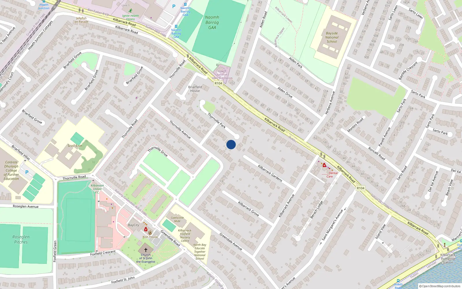 Overhead map showing the location of 7 Thornville Park, Dublin 5
