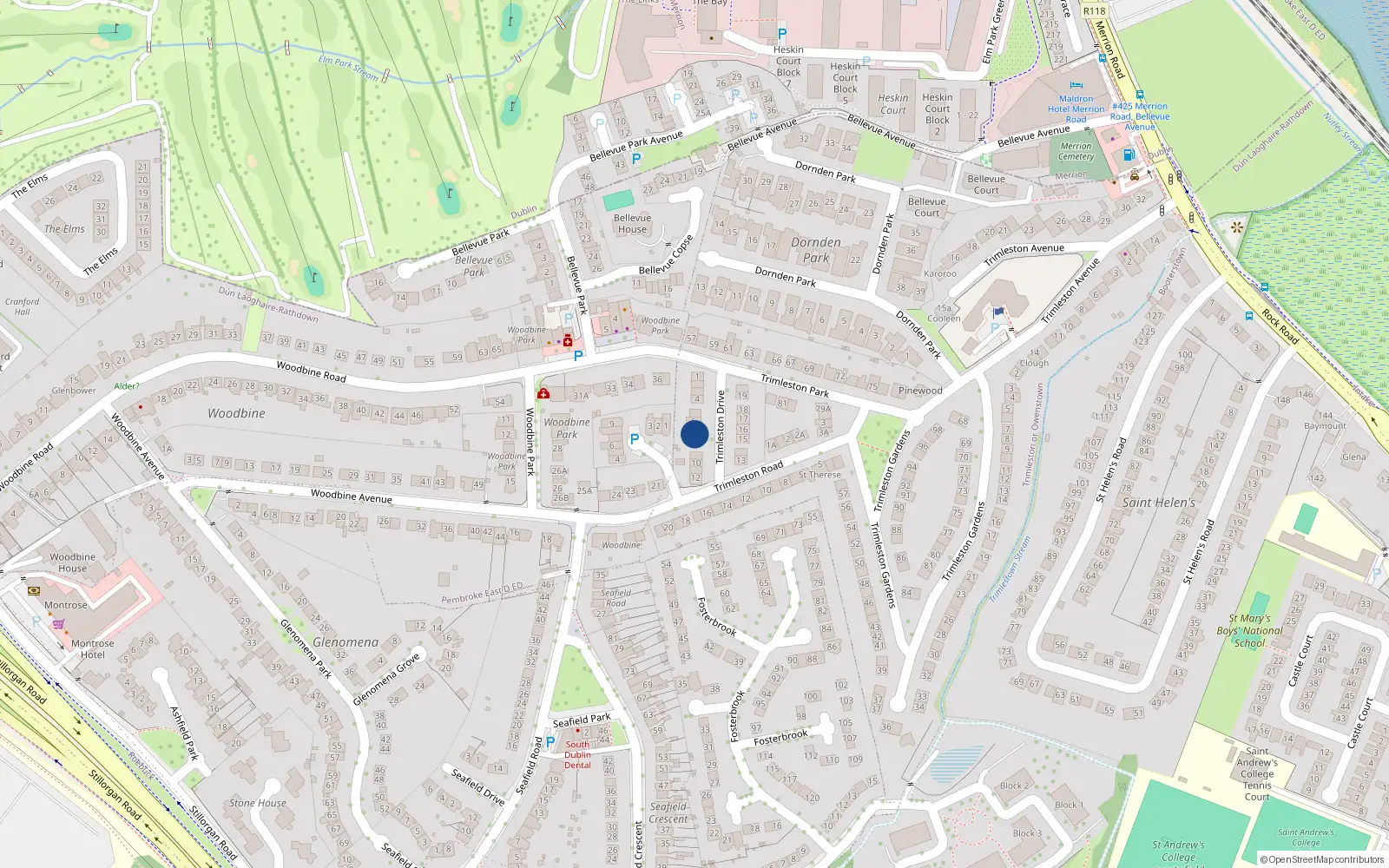 Overhead map showing the location of 7 Trimleston Drive, Trimleston or Owenstown