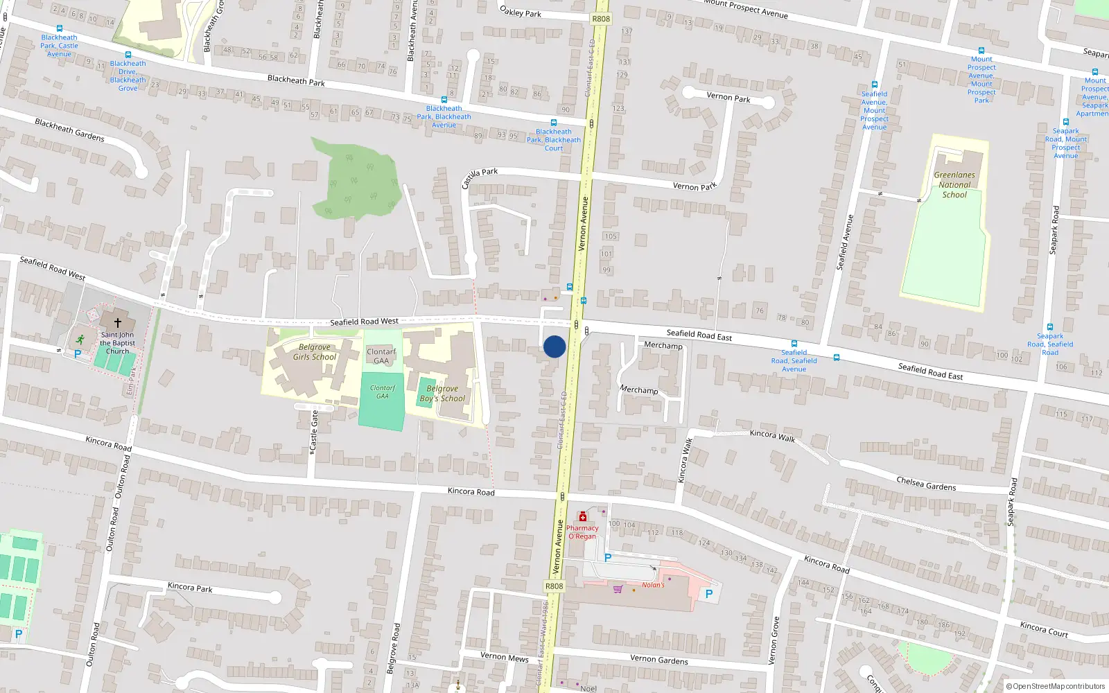 Overhead map showing the location of 7 Vernon Court, Dublin 3