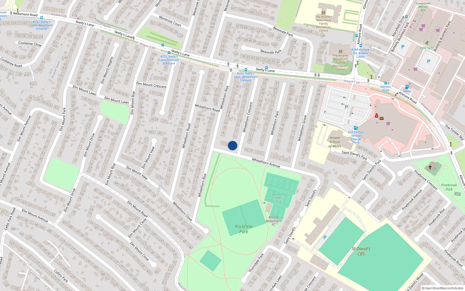 Overhead map showing the location of 7 Whitethorn Avenue, Dublin 5