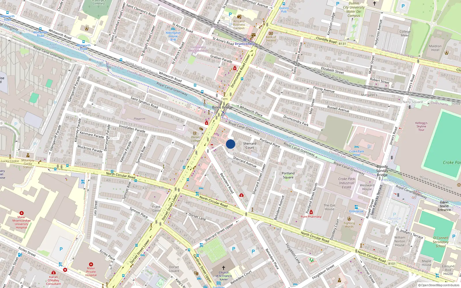 Overhead map showing the location of 7, 7 William's Place Upper, Dublin 1