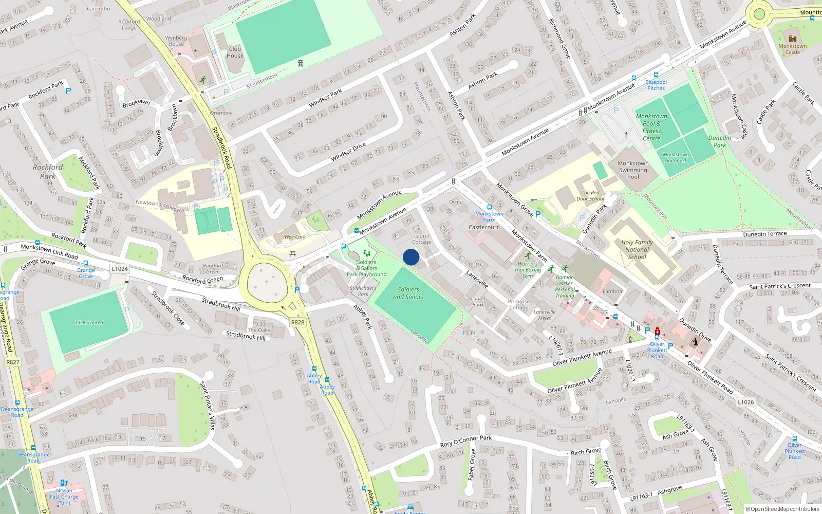 Overhead map showing the location of 7 Windsor Place, Lanesville, Dun Laoghaire