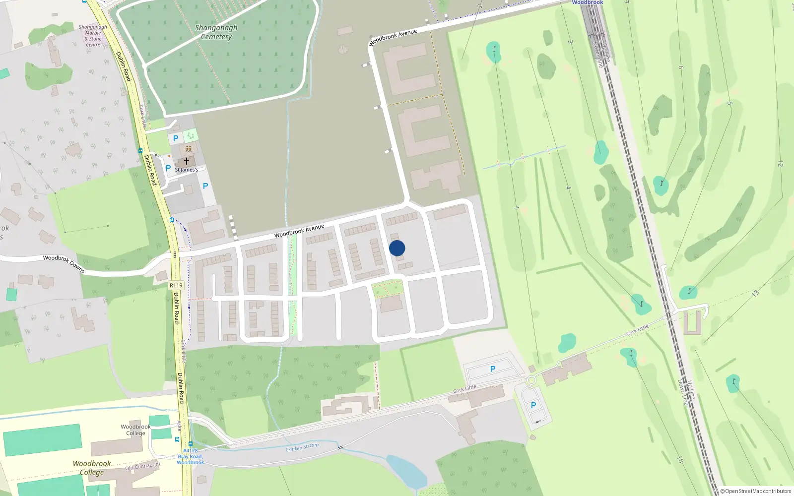 Overhead map showing the location of 7 Woodbrook Elms, Bray