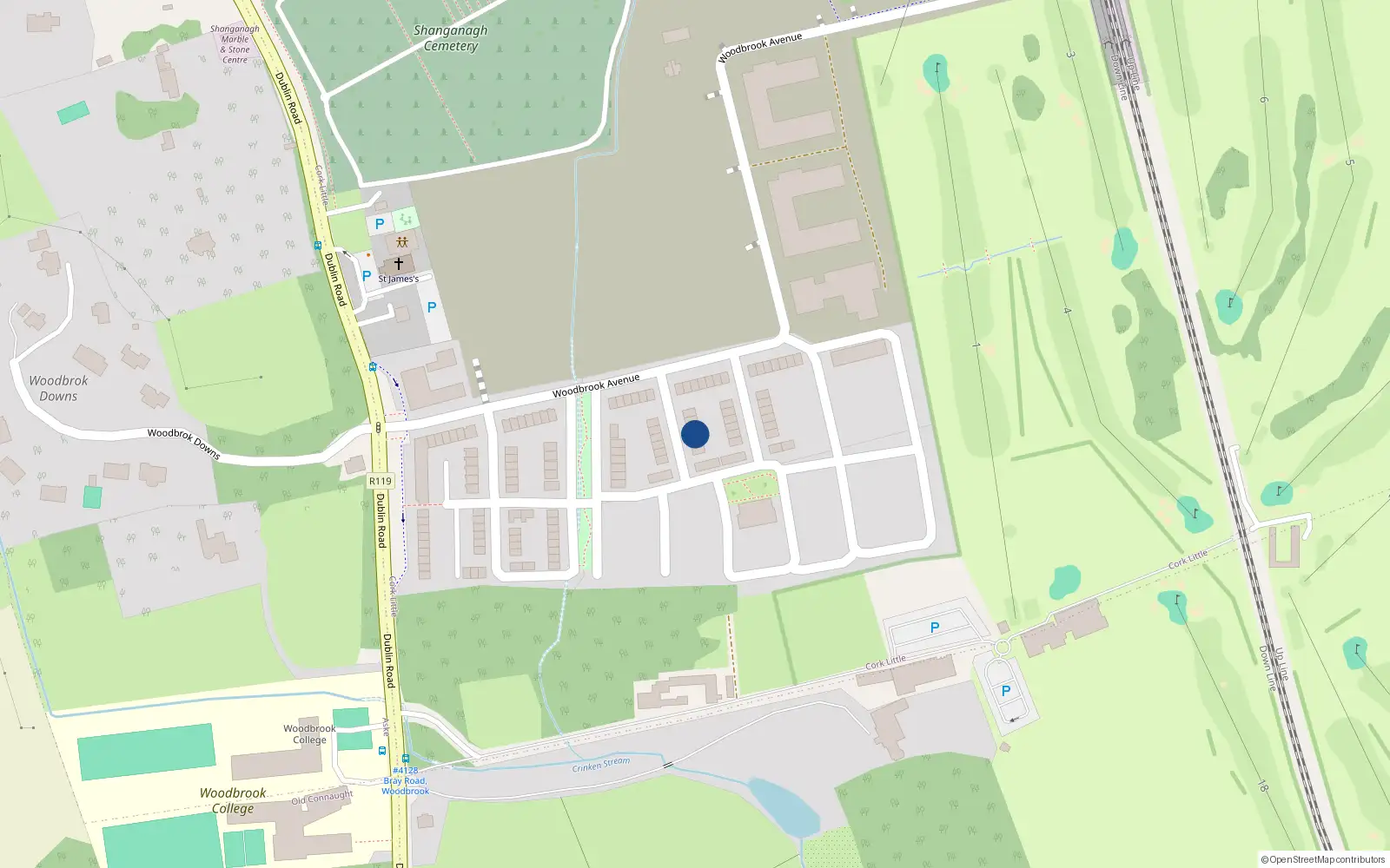 Overhead map showing the location of 7 Woodbrook Vale, Shankill