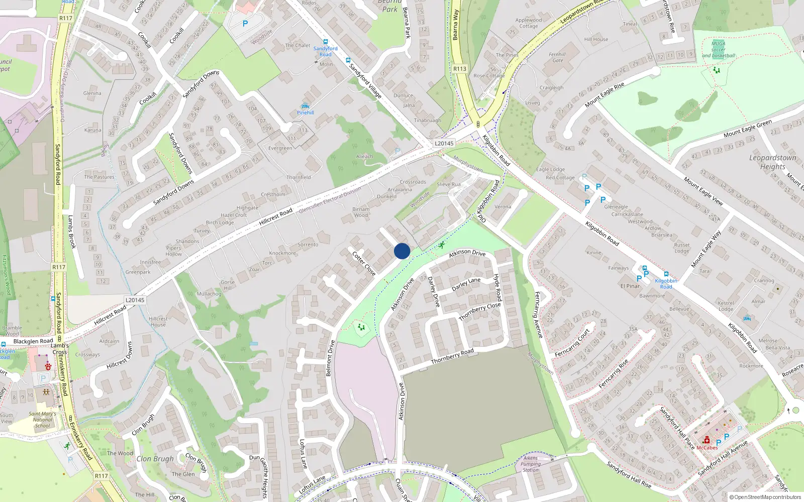 Overhead map showing the location of 7 Woodside Demesne, Stepaside