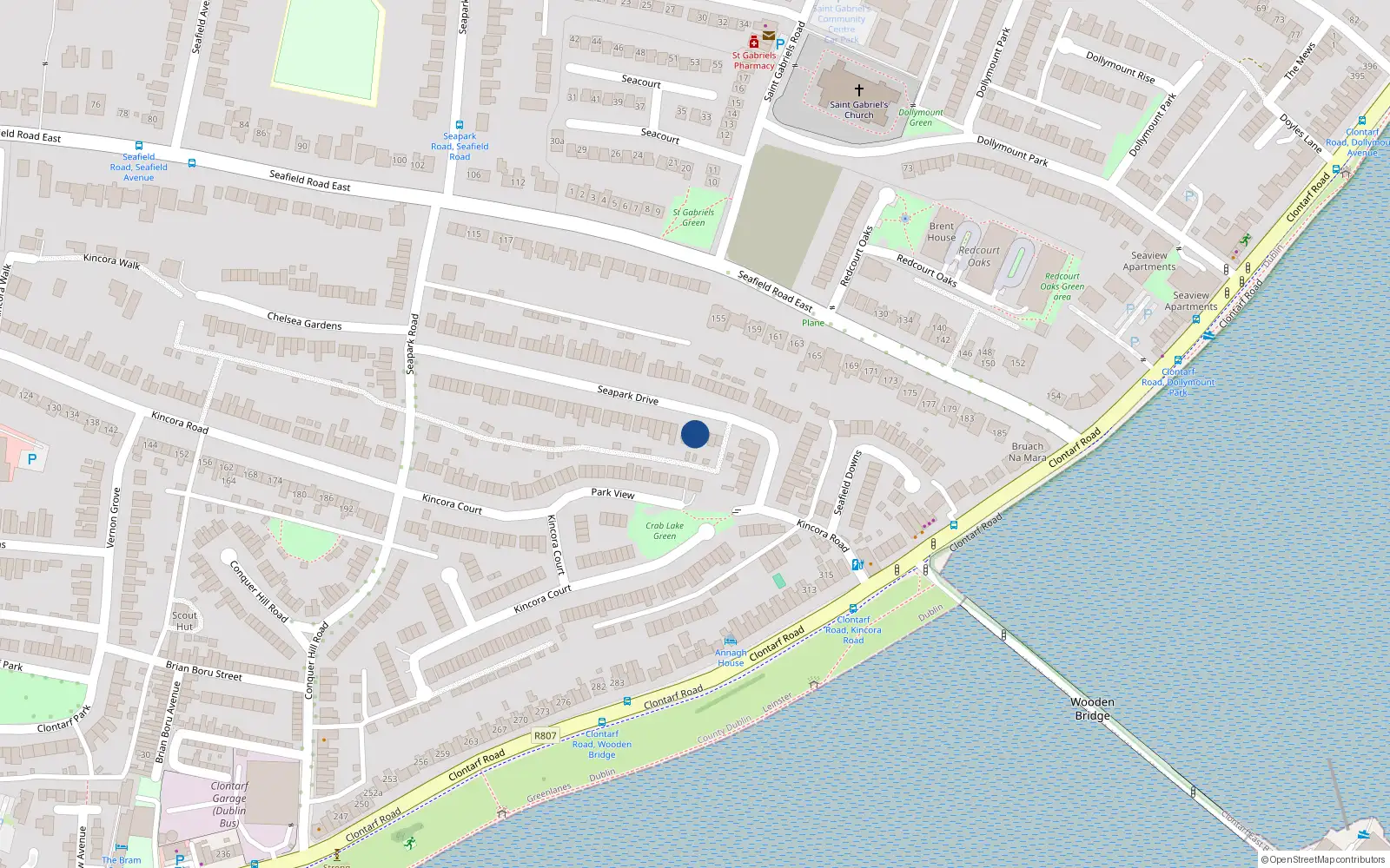 Overhead map showing the location of 70 Seapark Drive, Dublin 3