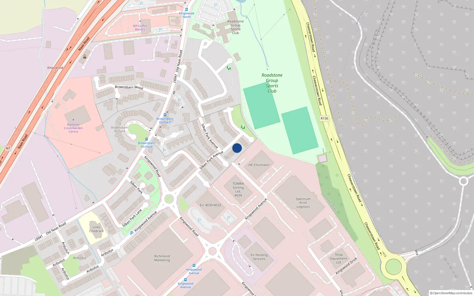 Overhead map showing the location of 70 Silken Park Avenue, Dublin 22