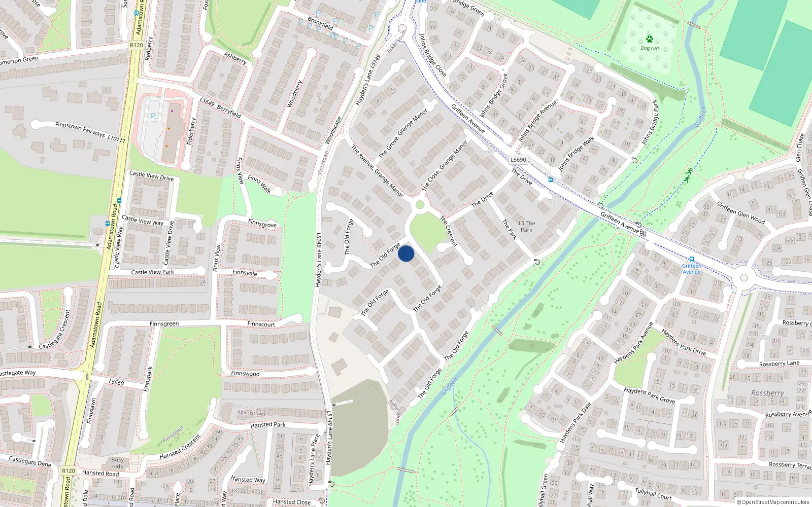Overhead map showing the location of 70 the Old Forge, Lucan, Dublin