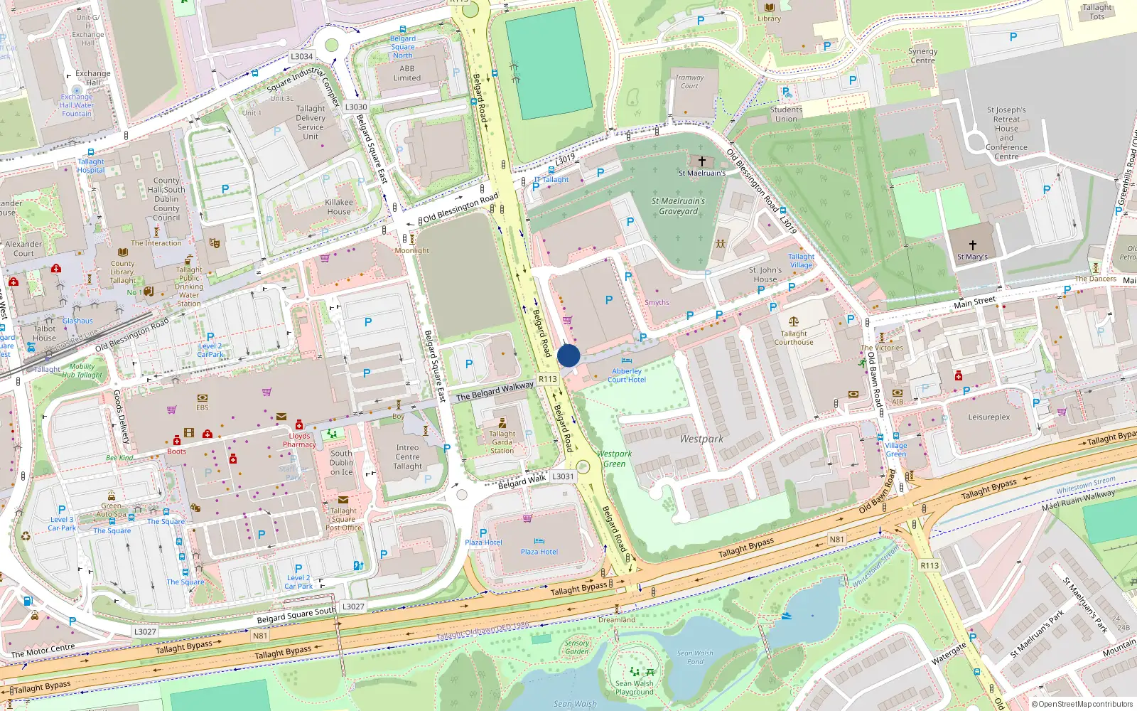 Overhead map showing the location of 71 Abberley Square, Tallaght