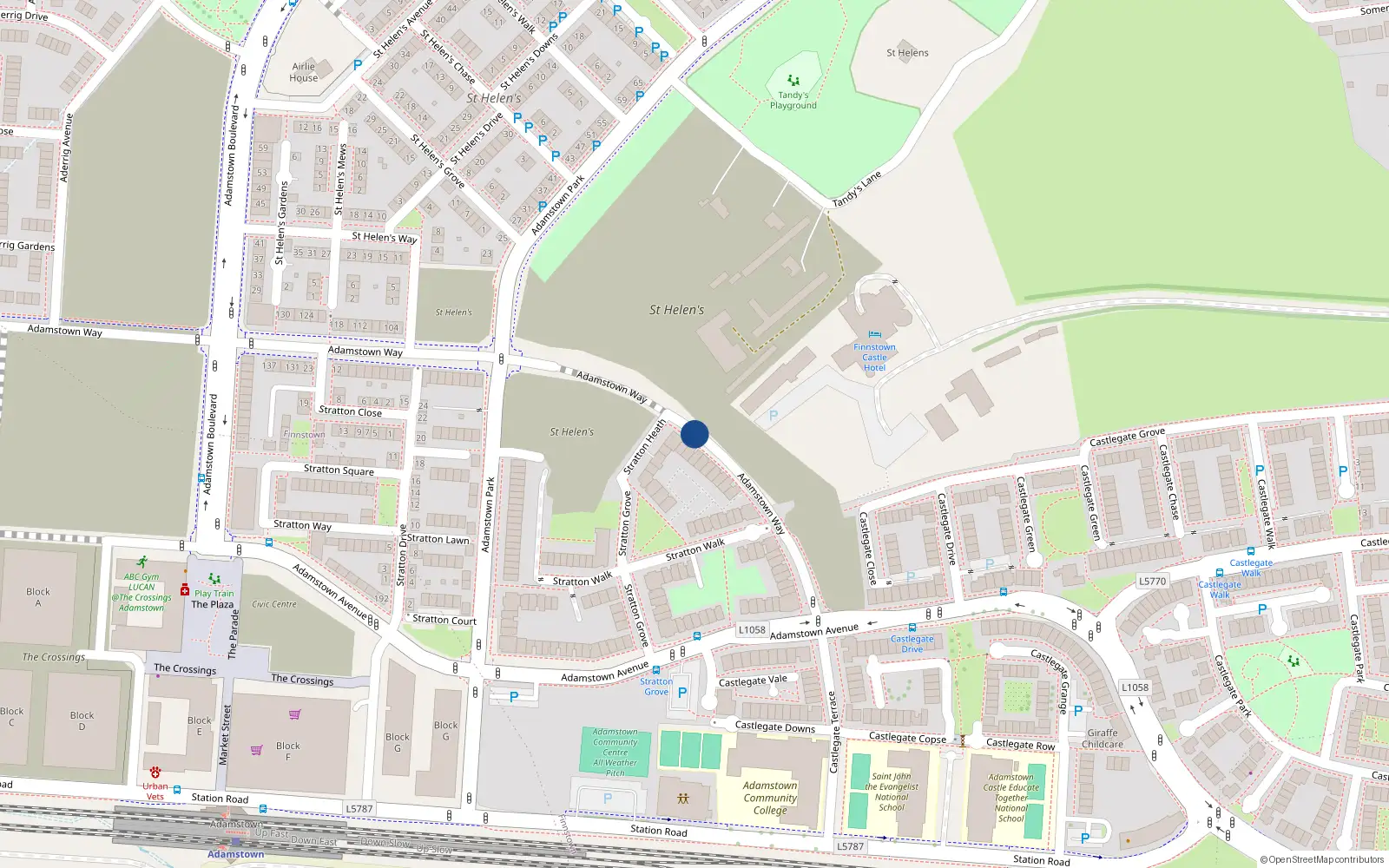 Overhead map showing the location of 71 Adamstown Way, Lucan