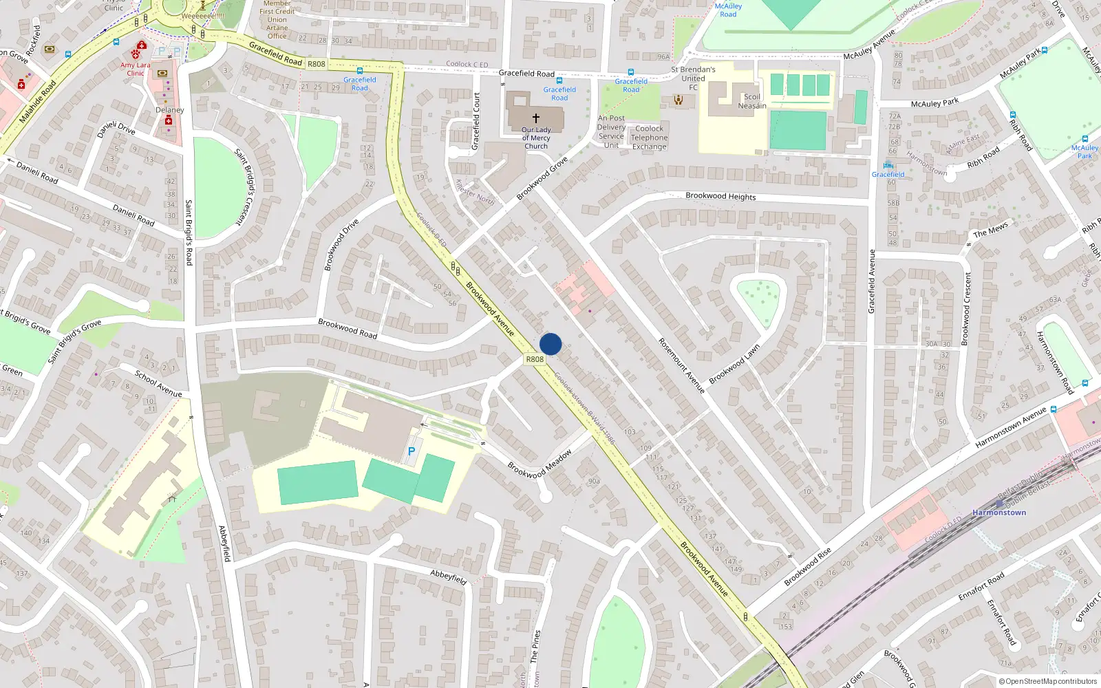 Overhead map showing the location of 71 Brookwood Avenue, Dublin 5