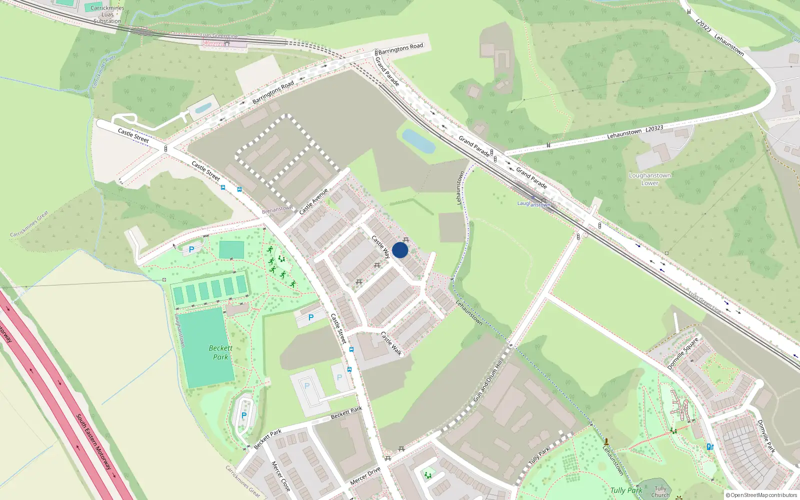 Overhead map showing the location of 71 Castle Way