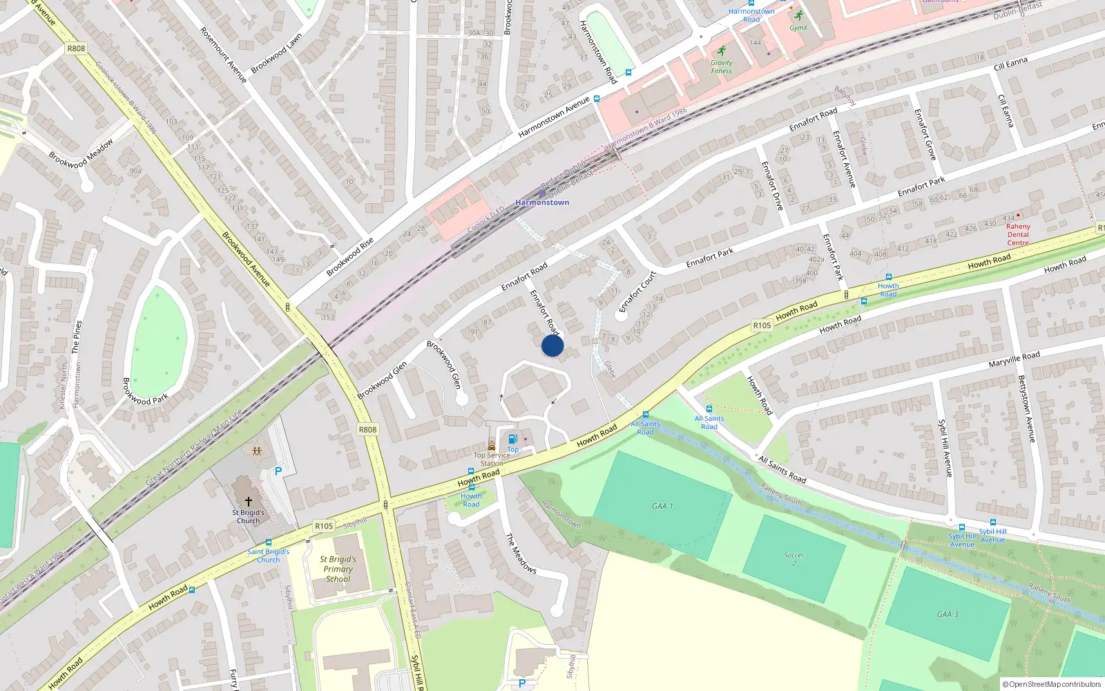 Overhead map showing the location of 71A Ennafort Road, Dublin 5