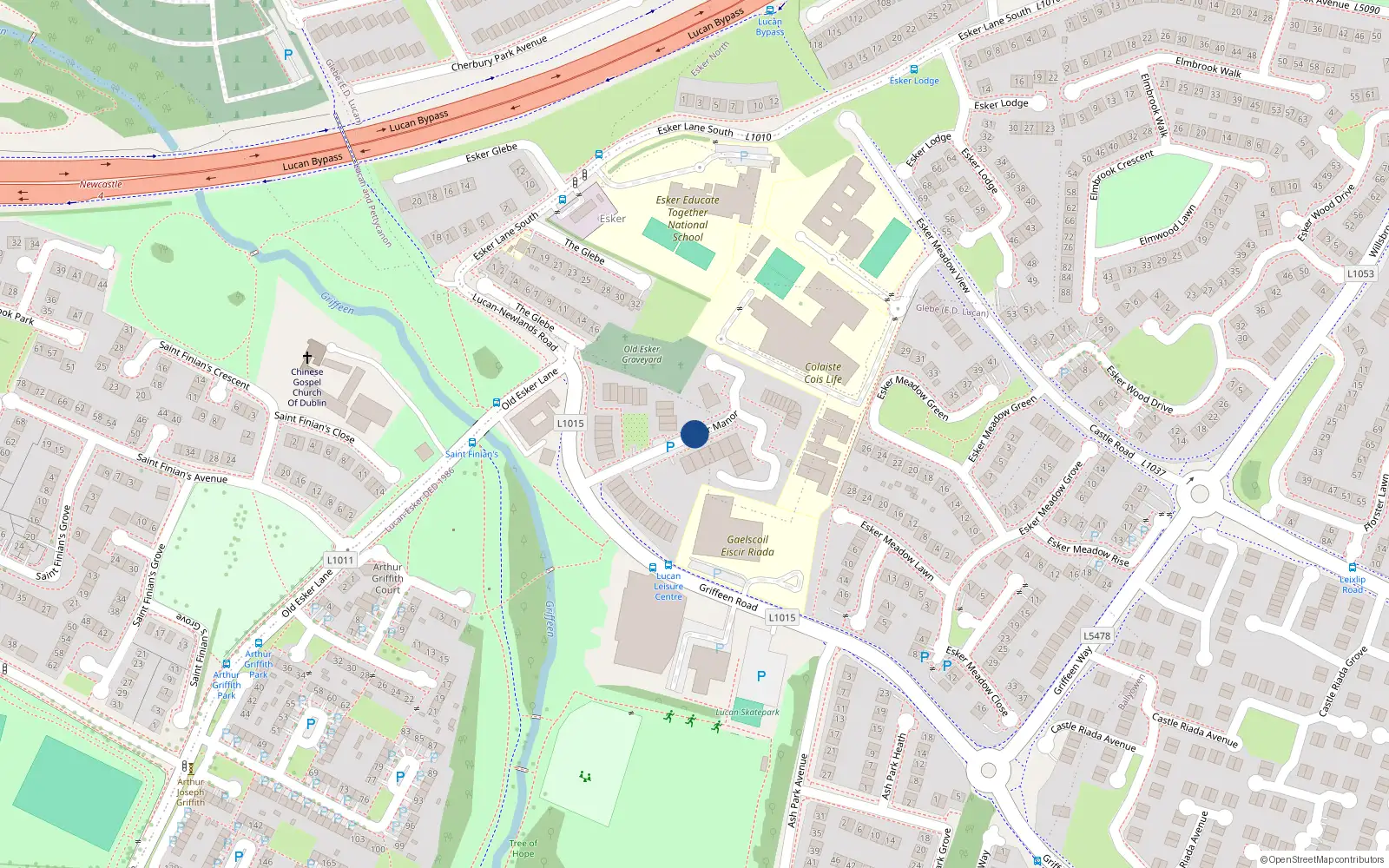 Overhead map showing the location of 71 Esker Manor, Lucan