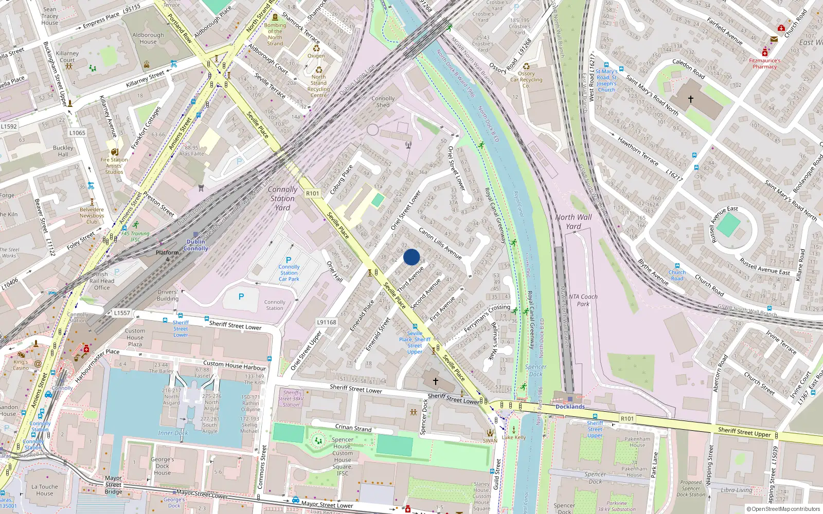 Overhead map showing the location of 71 Fourth Avenue, Dublin 1