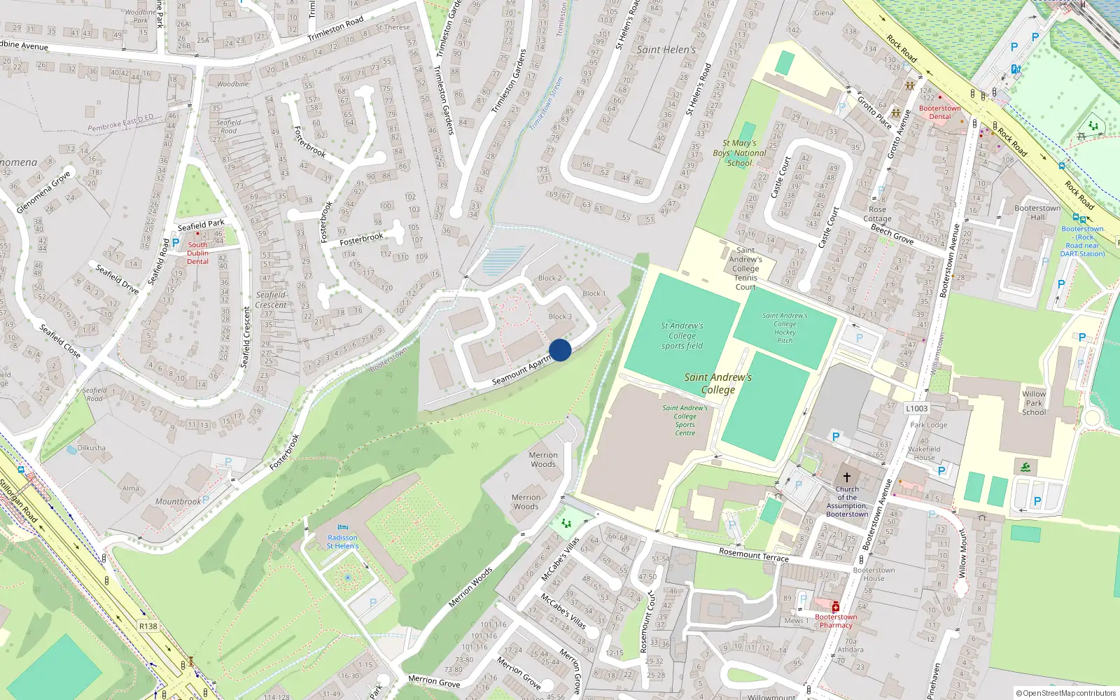 Overhead map showing the location of 71 Seamount, Mount Merrion