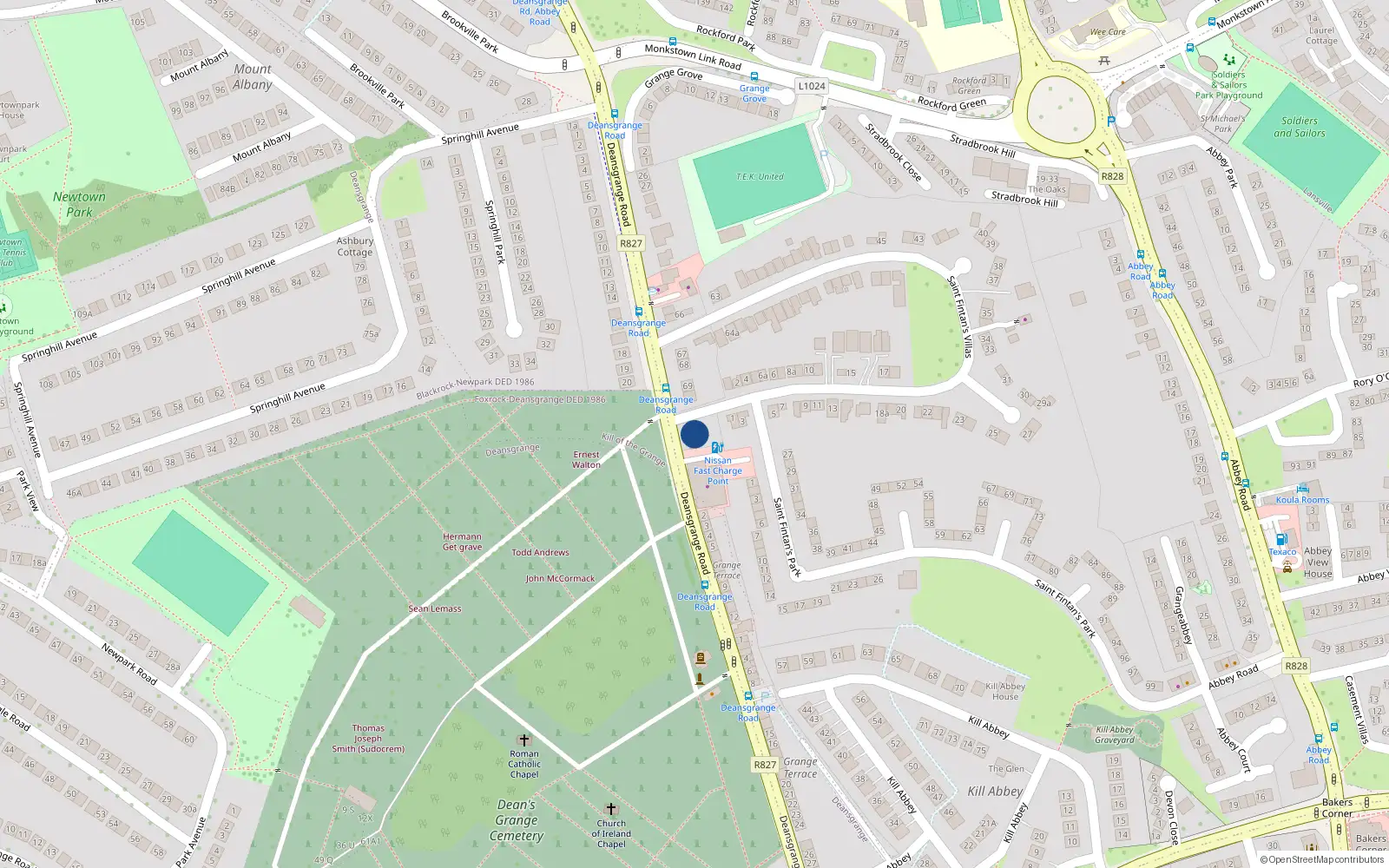 Overhead map showing the location of 71 St Fintans Villas, Deansgrange, Dublin