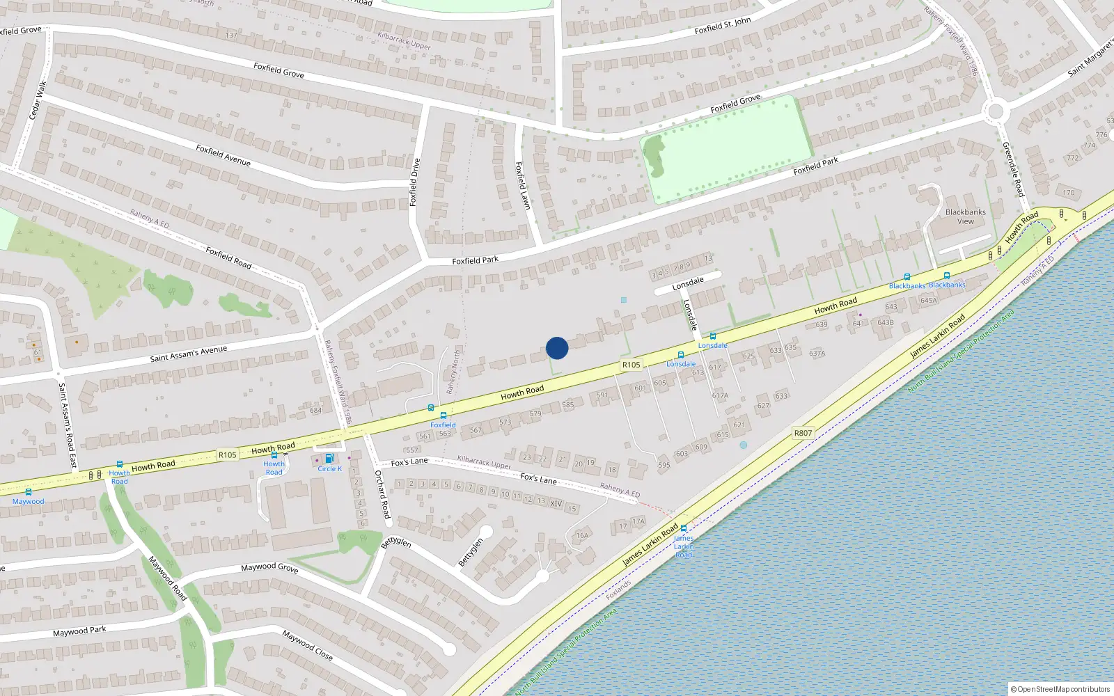 Overhead map showing the location of 714 Howth Road, Dublin 5