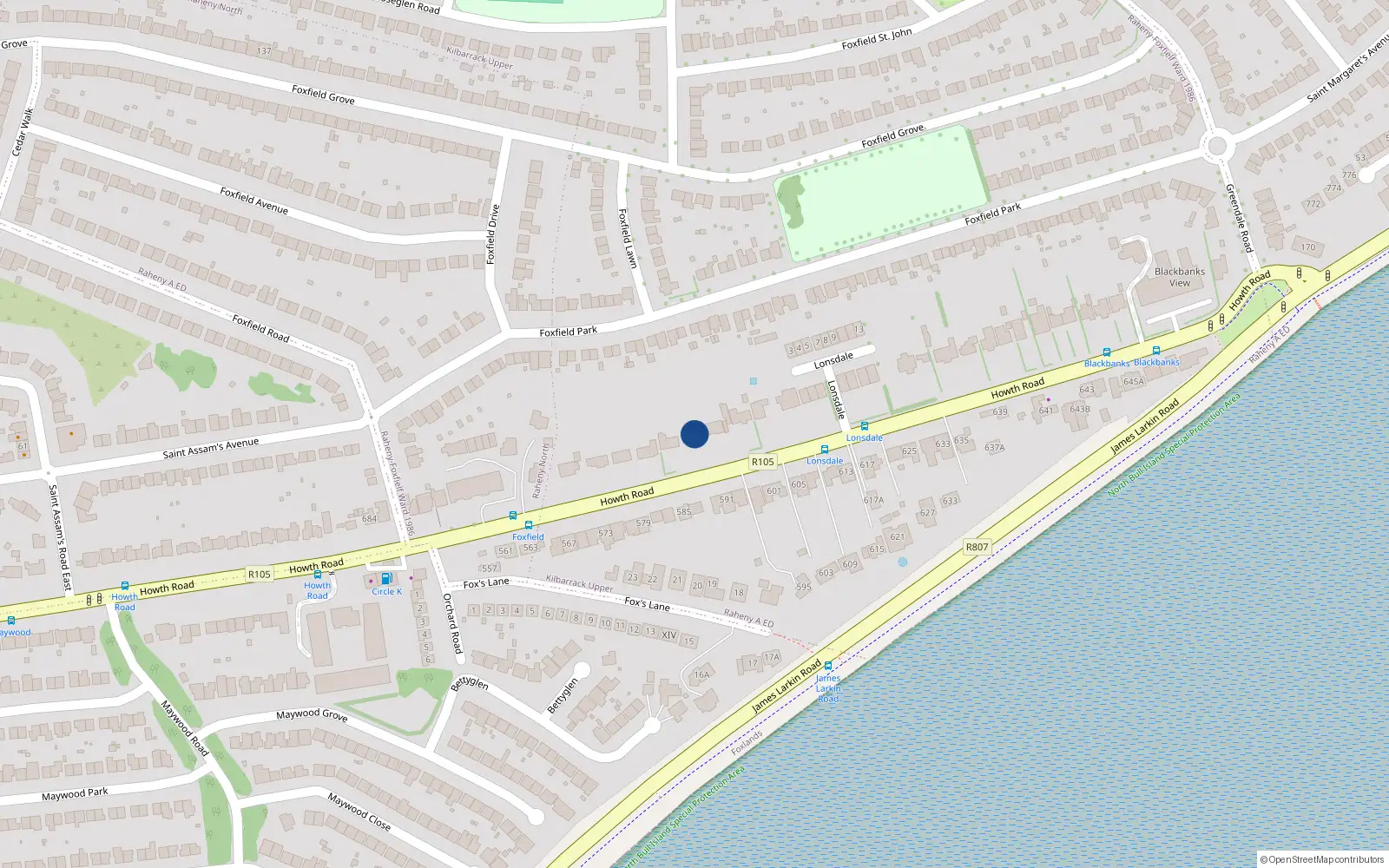 Overhead map showing the location of 716 Howth Road, Dublin 5