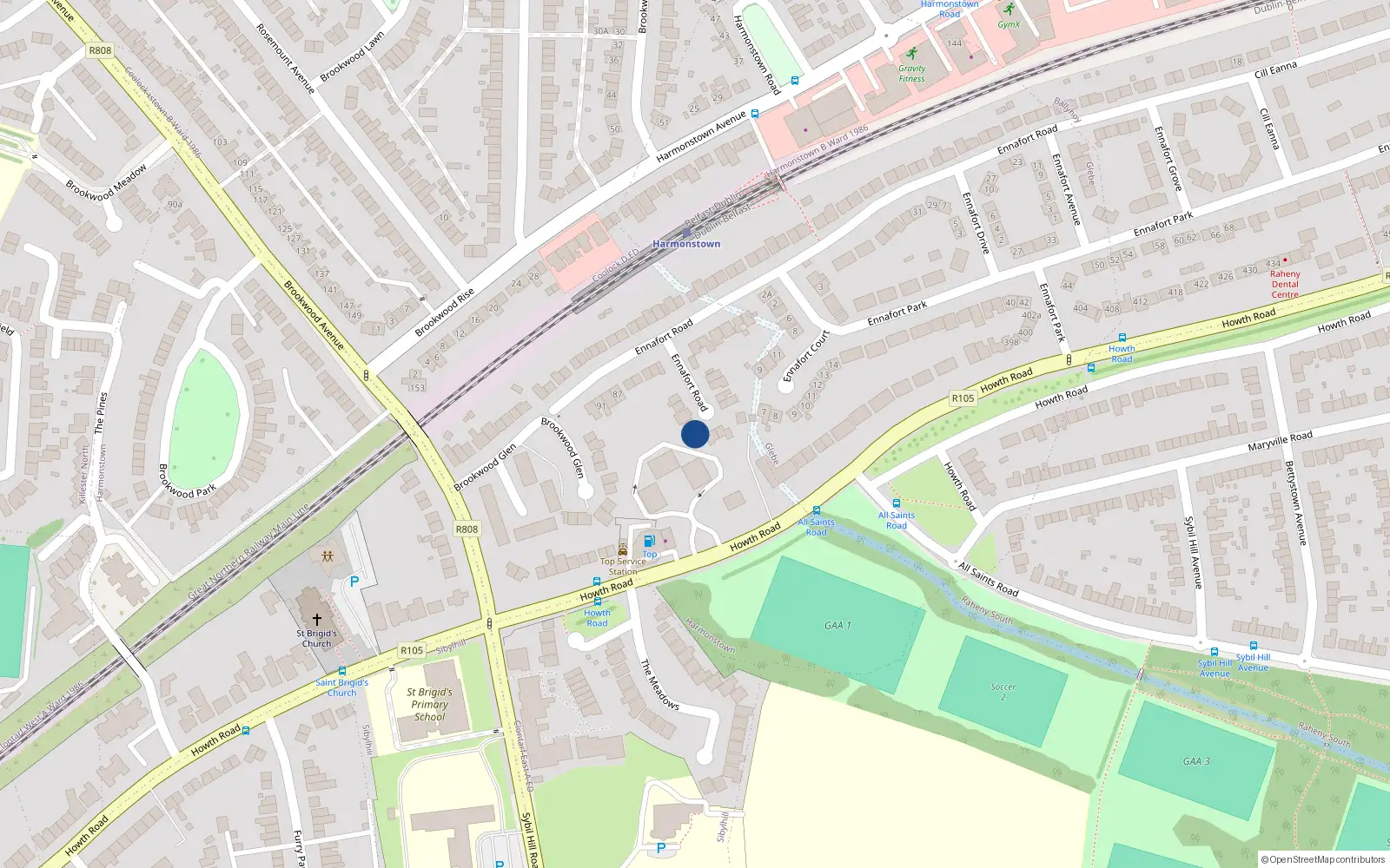 Overhead map showing the location of 71A Ennafort Road, Raheny, Dublin 5