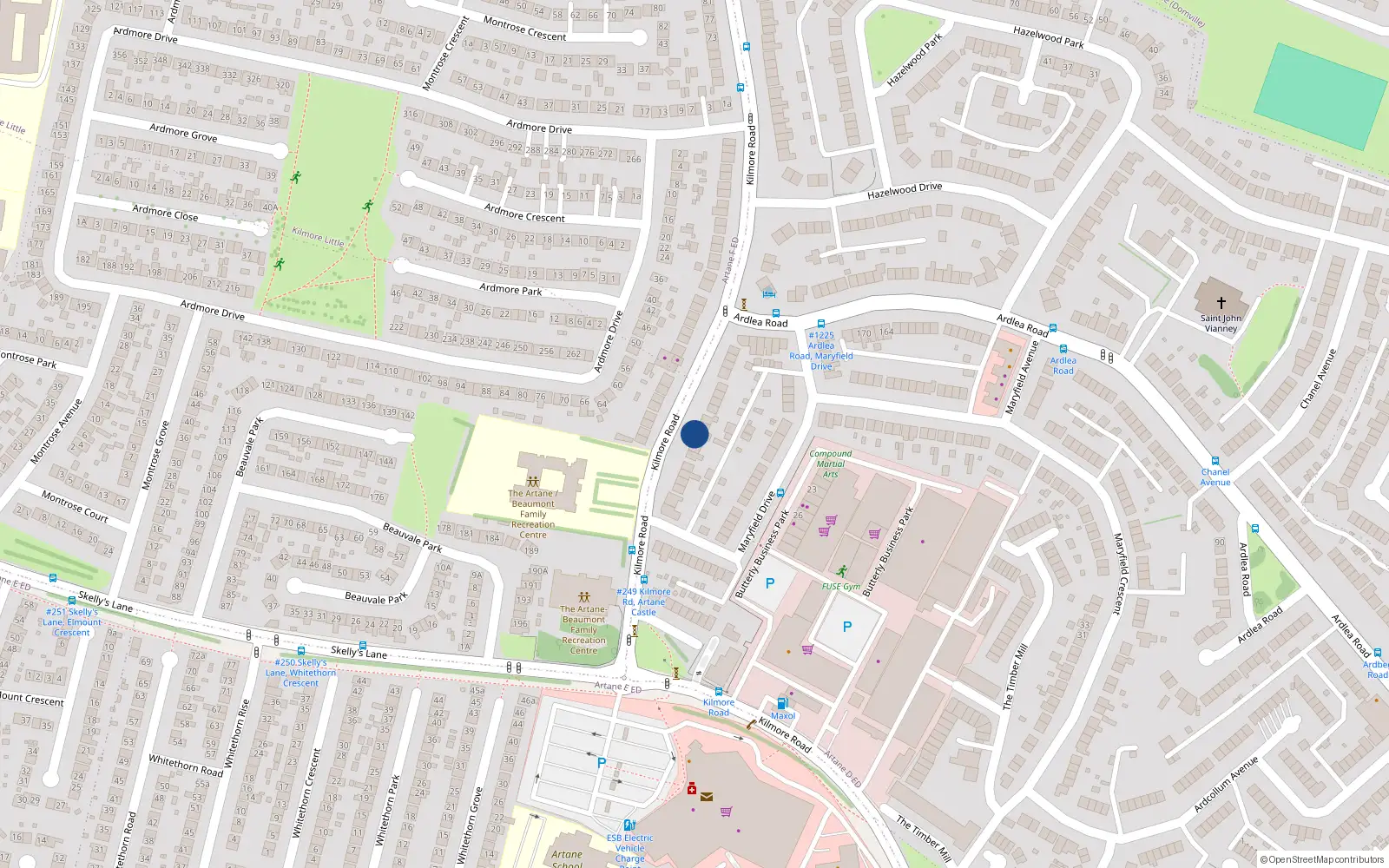 Overhead map showing the location of 72 Kilmore Road, Dublin 5