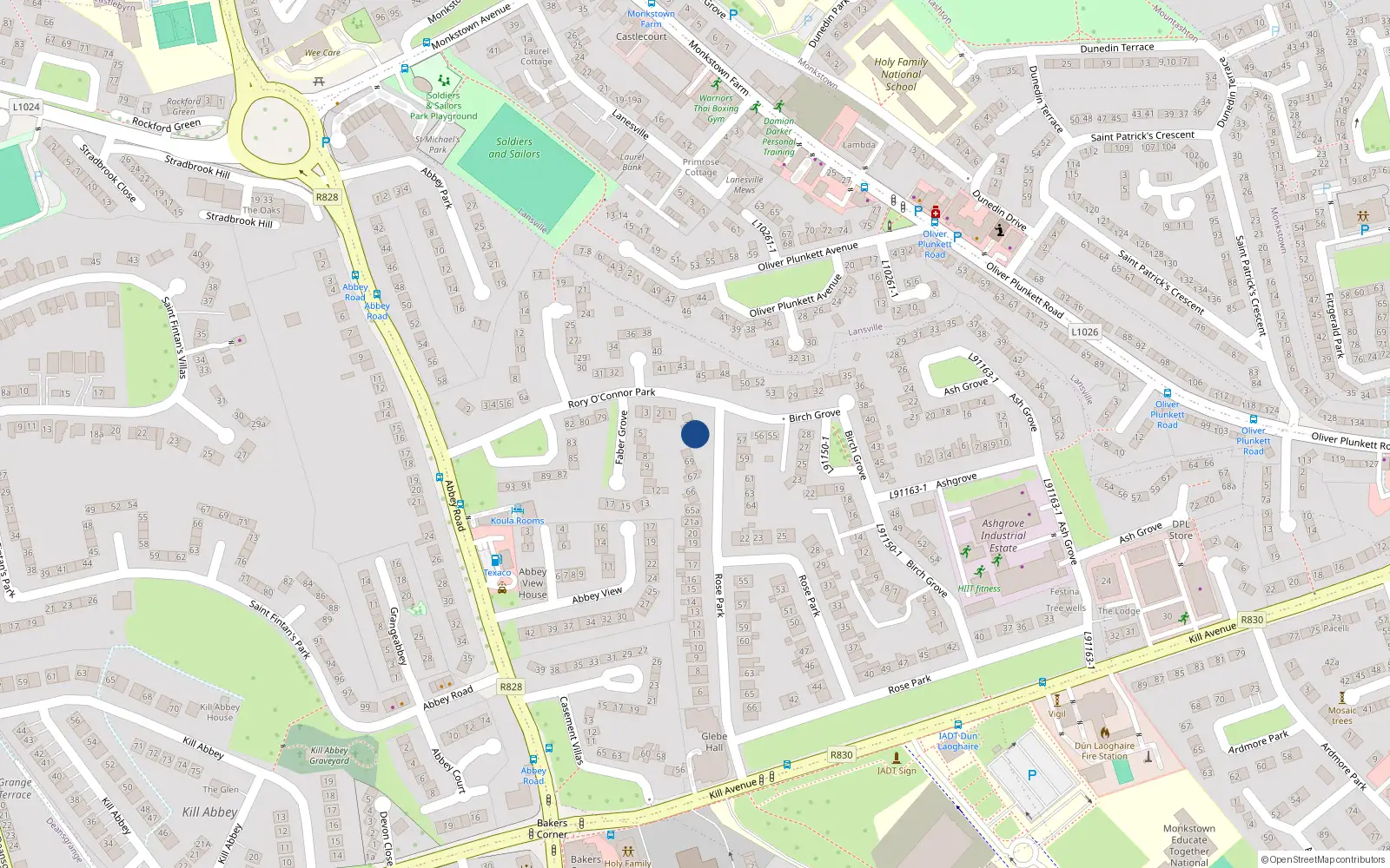Overhead map showing the location of 72 Rory O'Connor Park, Co Dublin