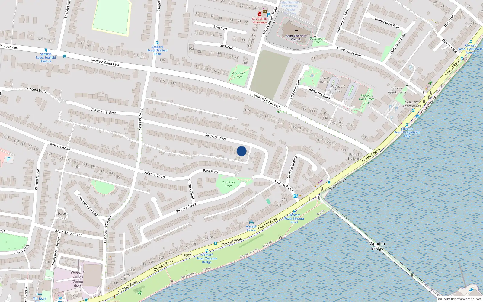 Overhead map showing the location of 72 Seapark Drive, Dublin 3