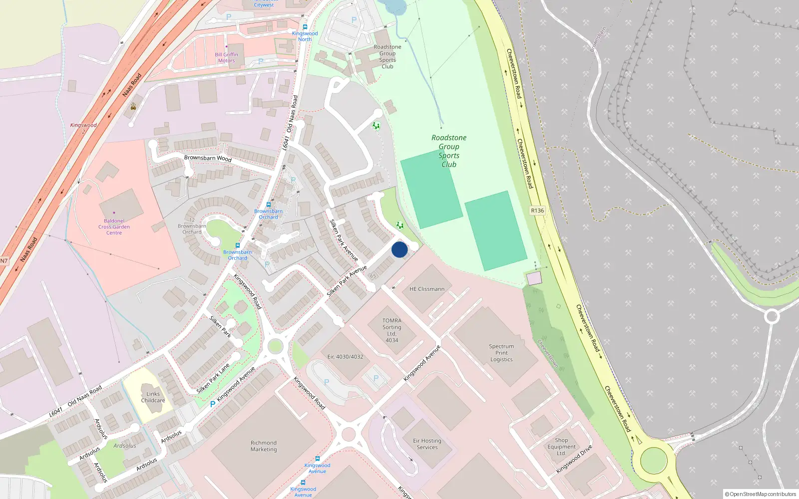 Overhead map showing the location of 72 Silken Park Avenue, Dublin 22