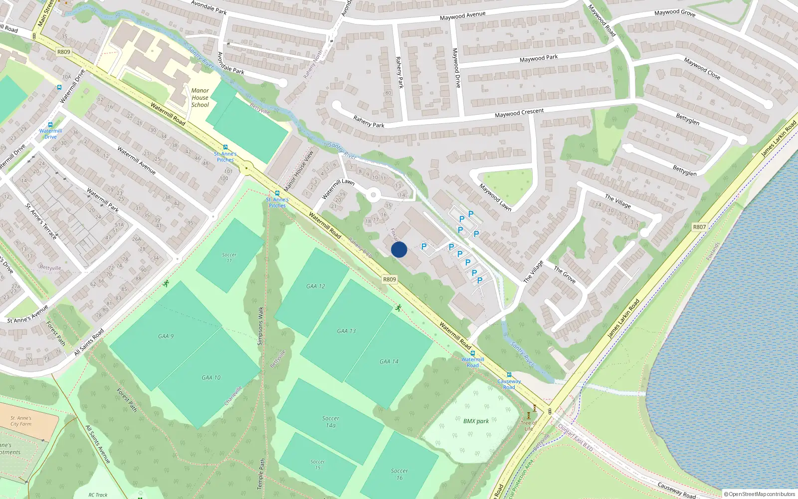 Overhead map showing the location of 72 Watermill Apts, Bettyglen, Raheny