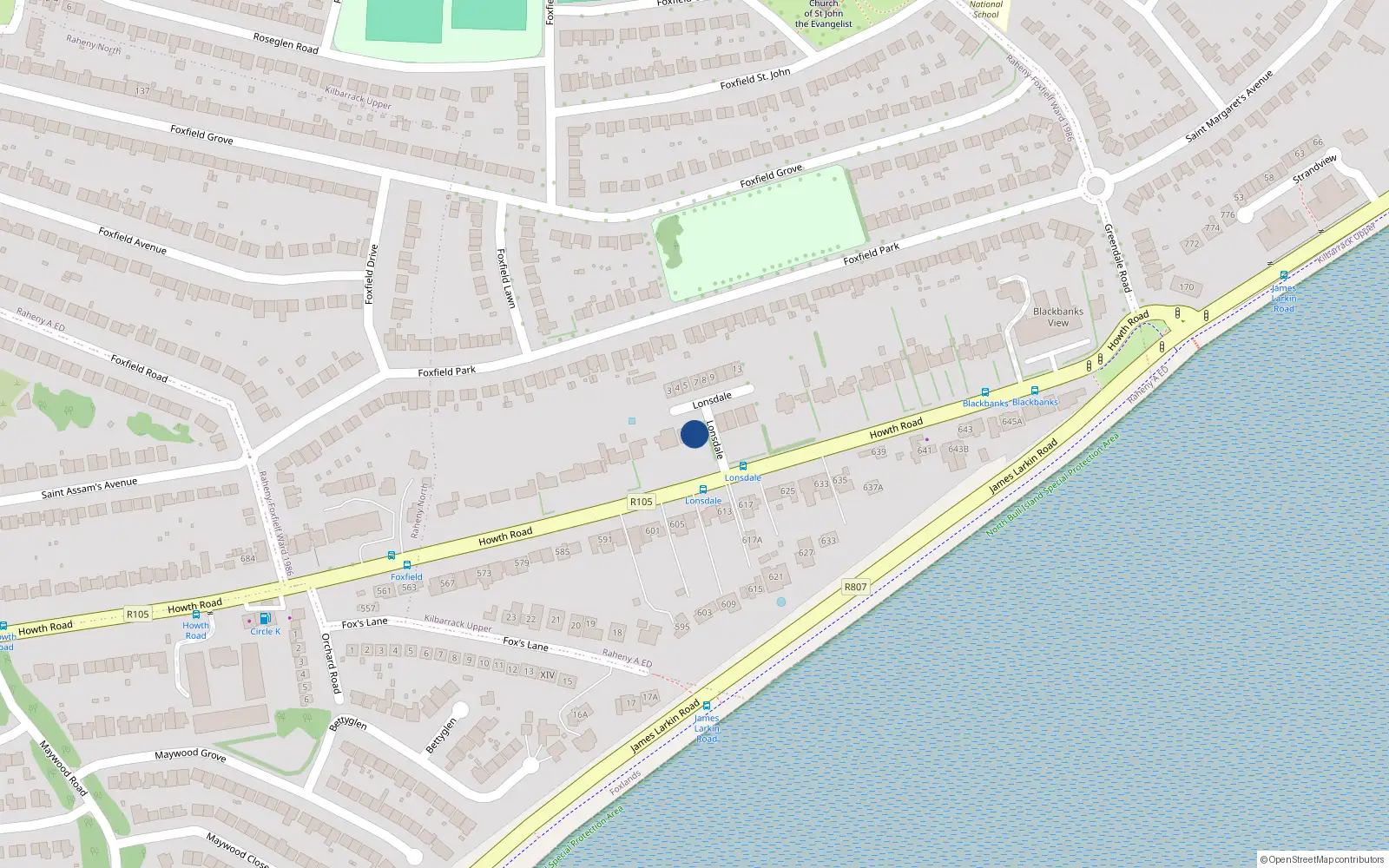 Overhead map showing the location of 726A Howth Road, Dublin 5