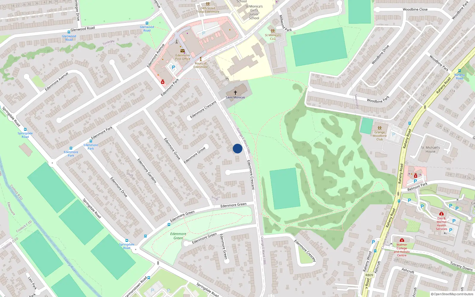 Overhead map showing the location of 73 Edenmore Crescent, Dublin 5
